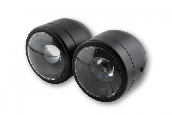 Doppelscheiwerfer LED Scheinwerfer TWIN Lampe Licht schwarz seitliche Befestigung