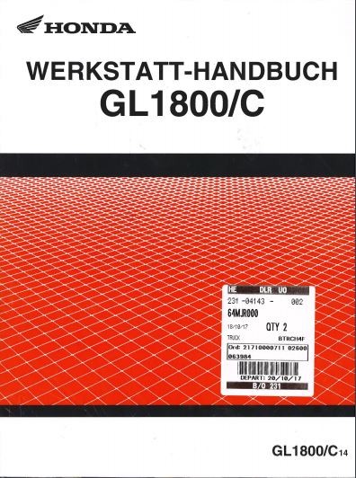 Werkstatthandbuch GL1800 C ab Bj 2014 Gold Wing Service Heft Manual