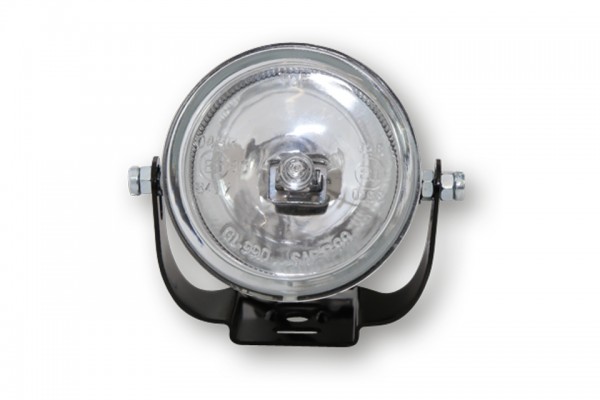 SHIN YO Fernscheinwerfer, rund, schwarzes Gehäuse mit Halter, Glas transparent