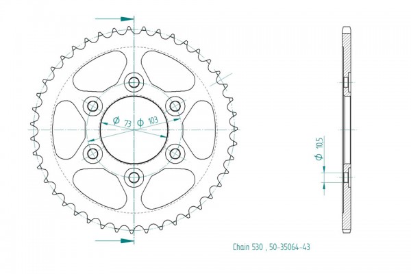 ESJOT Kettenrad, 43 Zähne, Ducati