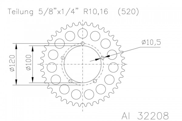 Alu-Kettenrad, 47 Zähne